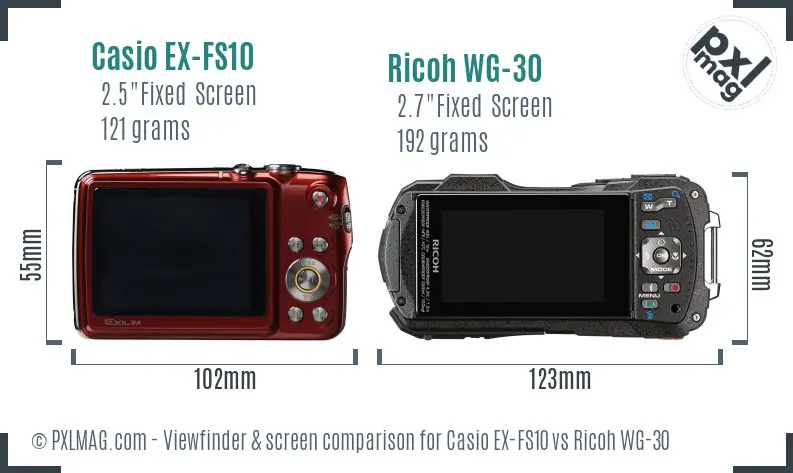 Casio EX-FS10 vs Ricoh WG-30 Screen and Viewfinder comparison Casio EX-FS10 vs Ricoh WG-30 Screen and Viewfinder comparison