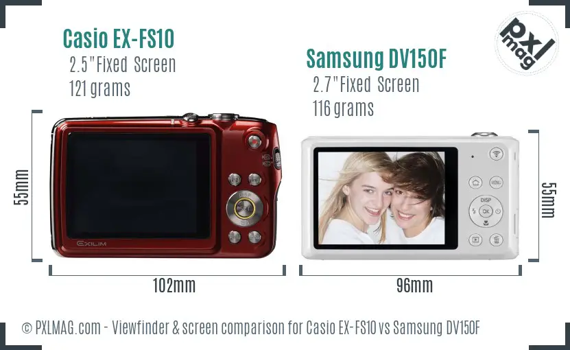 Casio EX-FS10 vs Samsung DV150F Screen and Viewfinder comparison Casio EX-FS10 vs Samsung DV150F Screen and Viewfinder comparison