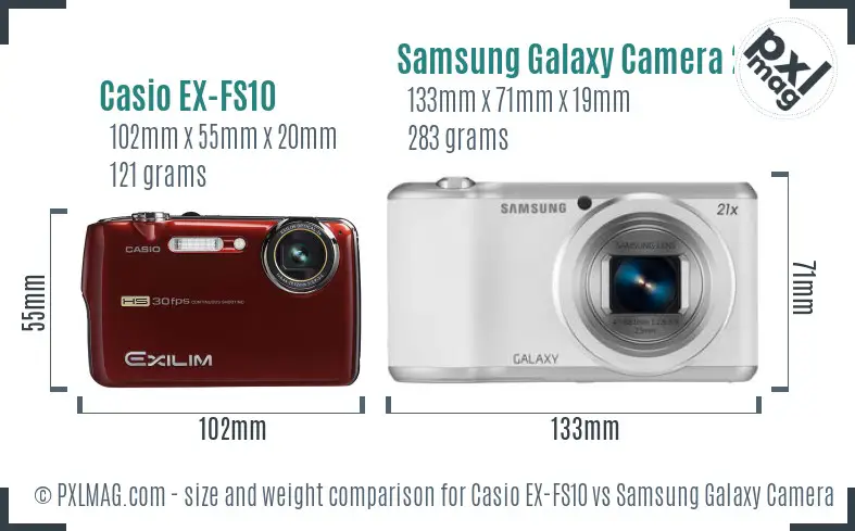 Casio EX-FS10 vs Samsung Galaxy Camera 2 size comparison