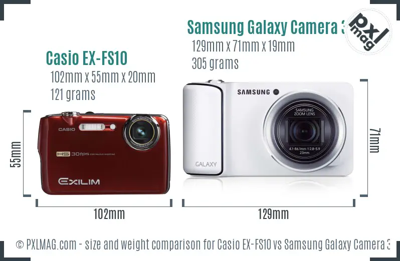 Casio EX-FS10 vs Samsung Galaxy Camera 3G size comparison