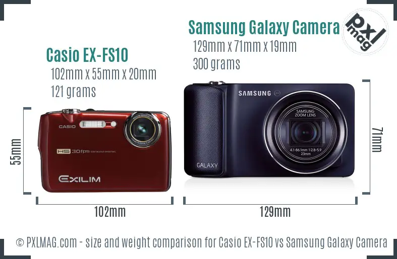 Casio EX-FS10 vs Samsung Galaxy Camera size comparison