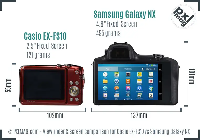 Casio EX-FS10 vs Samsung Galaxy NX Screen and Viewfinder comparison