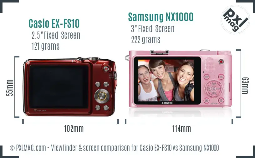 Casio EX-FS10 vs Samsung NX1000 Screen and Viewfinder comparison