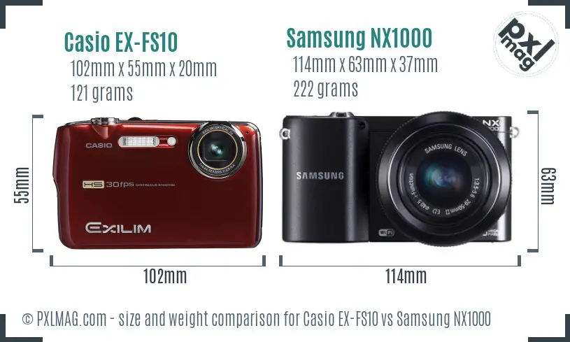 Casio EX-FS10 vs Samsung NX1000 size comparison