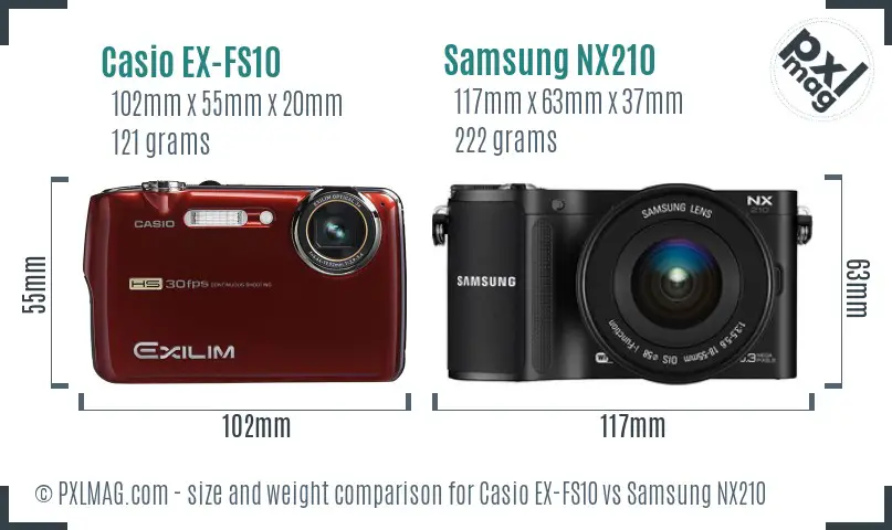 Casio EX-FS10 vs Samsung NX210 size comparison Casio EX-FS10 vs Samsung NX210 size comparison
