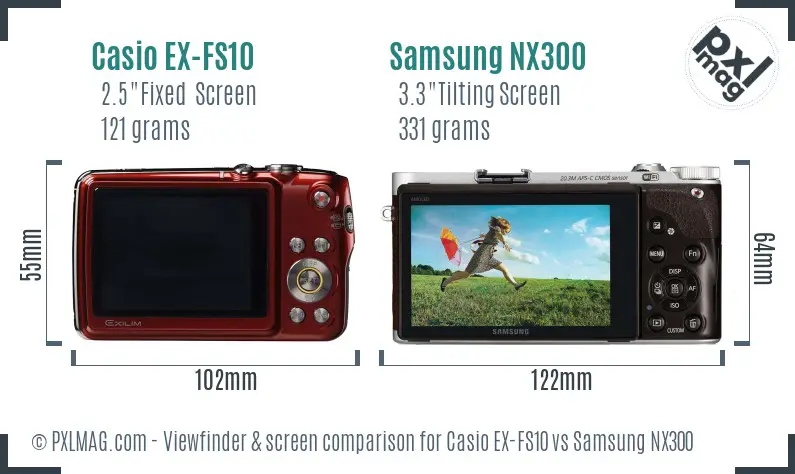 Casio EX-FS10 vs Samsung NX300 Screen and Viewfinder comparison