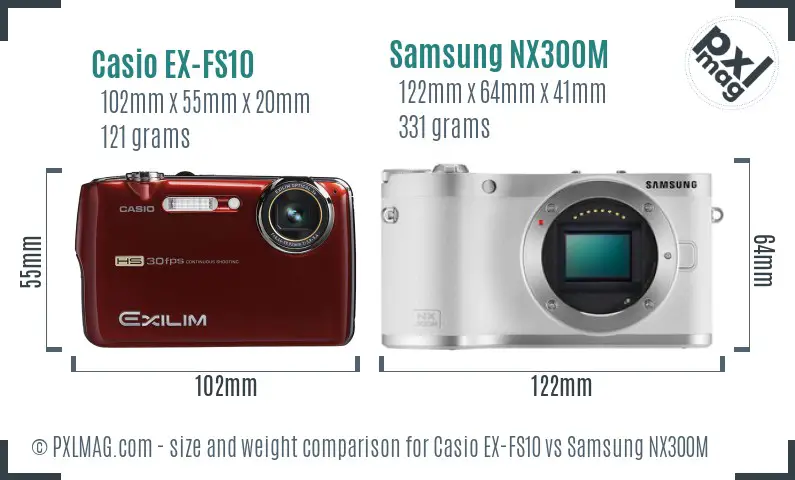 Casio EX-FS10 vs Samsung NX300M size comparison