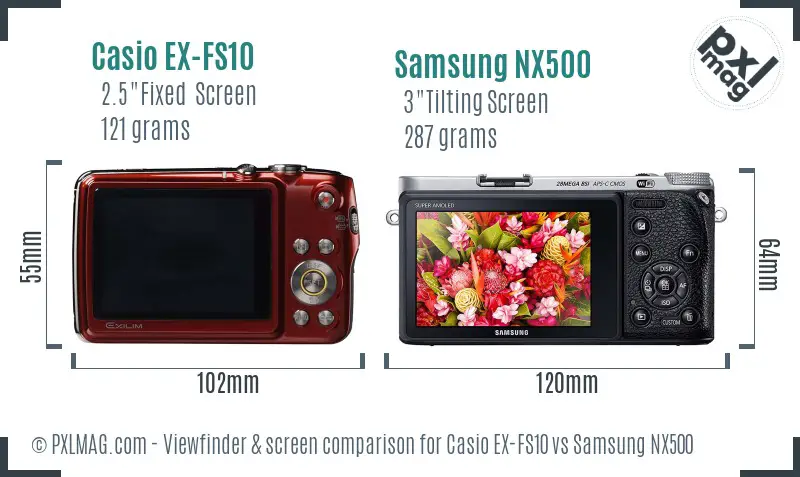 Casio EX-FS10 vs Samsung NX500 Screen and Viewfinder comparison Casio EX-FS10 vs Samsung NX500 Screen and Viewfinder comparison