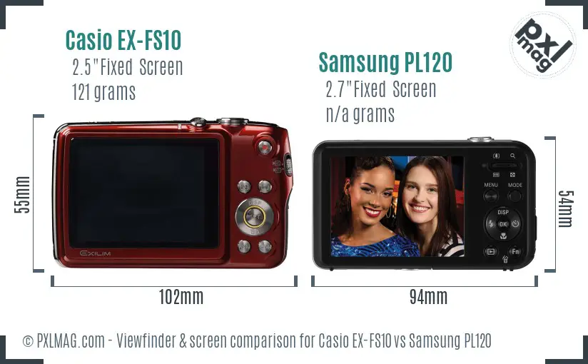 Casio EX-FS10 vs Samsung PL120 Screen and Viewfinder comparison Casio EX-FS10 vs Samsung PL120 Screen and Viewfinder comparison