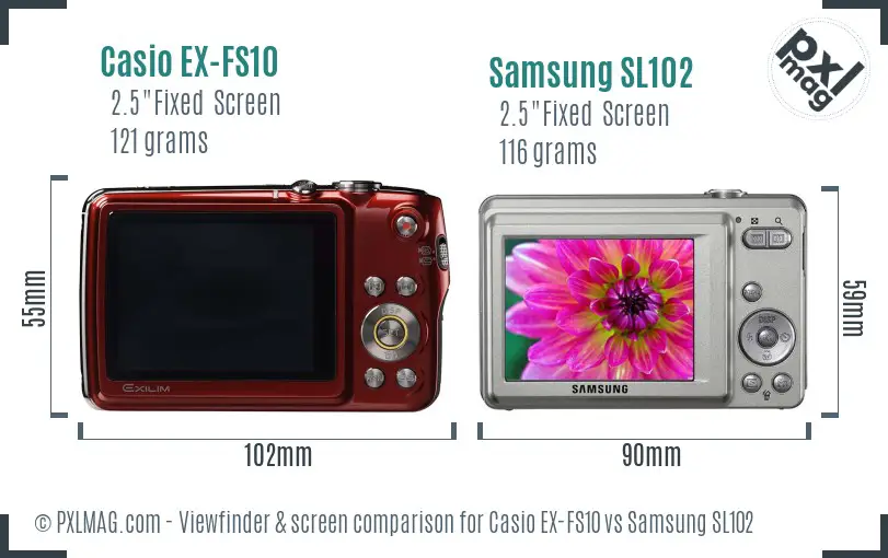 Casio EX-FS10 vs Samsung SL102 Screen and Viewfinder comparison