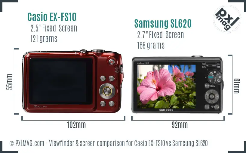Casio EX-FS10 vs Samsung SL620 Screen and Viewfinder comparison