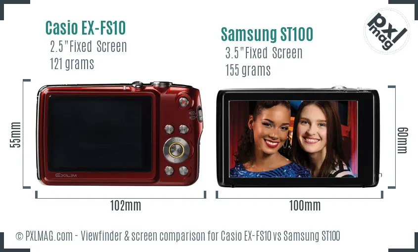 Casio EX-FS10 vs Samsung ST100 Screen and Viewfinder comparison