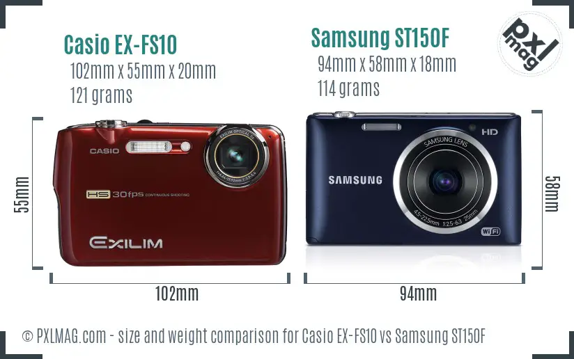 Casio EX-FS10 vs Samsung ST150F size comparison