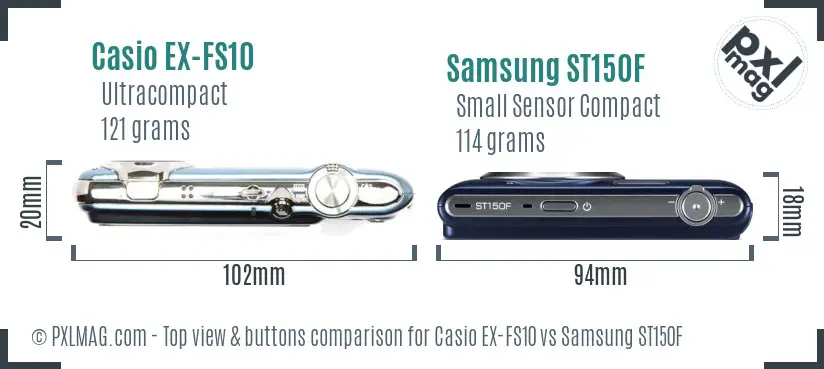 Casio EX-FS10 vs Samsung ST150F top view buttons comparison