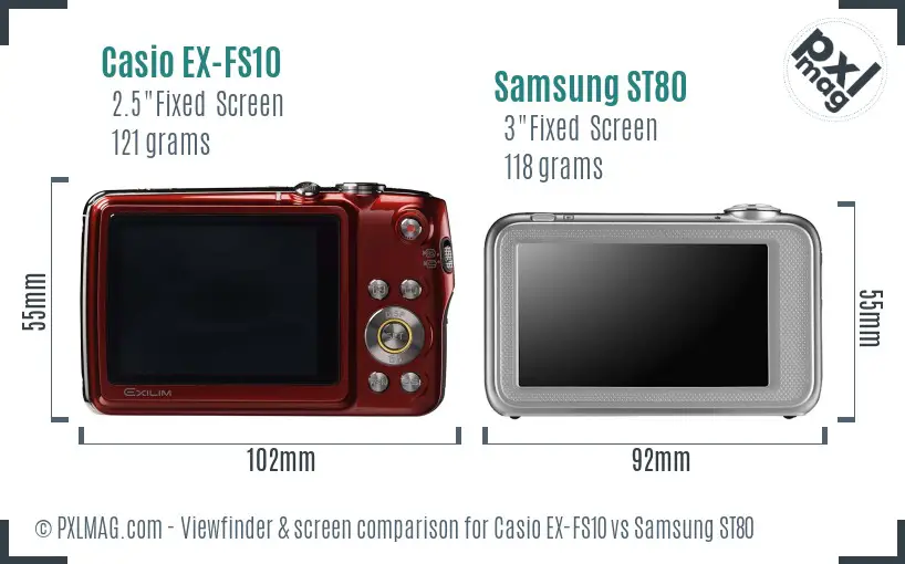 Casio EX-FS10 vs Samsung ST80 Screen and Viewfinder comparison