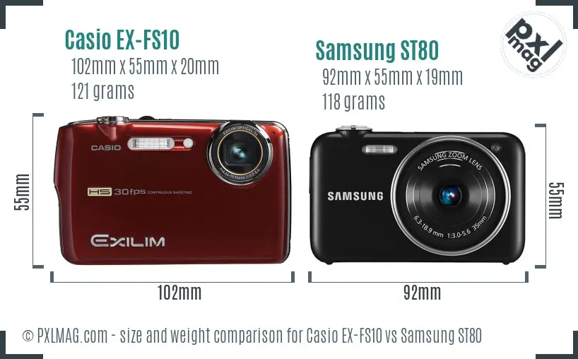 Casio EX-FS10 vs Samsung ST80 size comparison