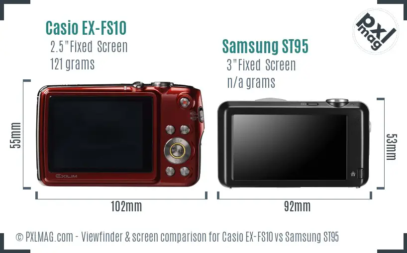 Casio EX-FS10 vs Samsung ST95 Screen and Viewfinder comparison Casio EX-FS10 vs Samsung ST95 Screen and Viewfinder comparison