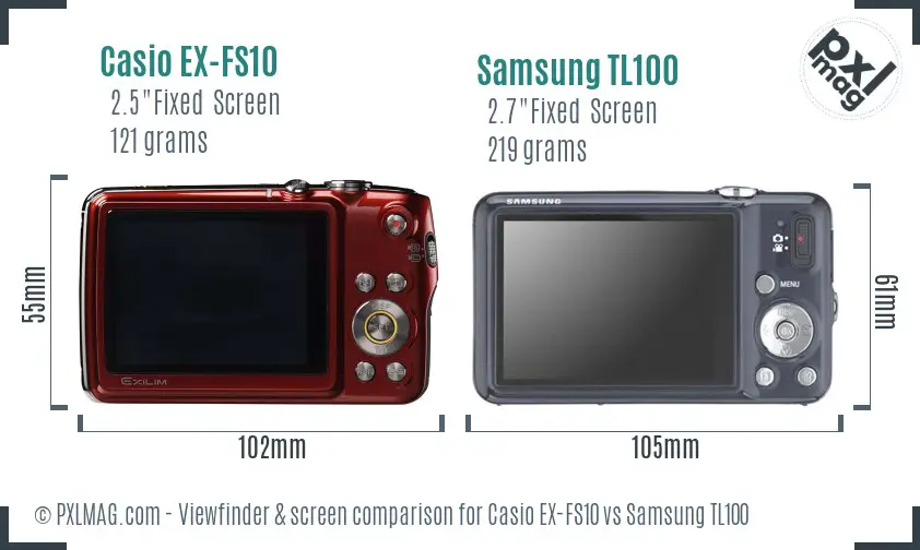 Casio EX-FS10 vs Samsung TL100 Screen and Viewfinder comparison