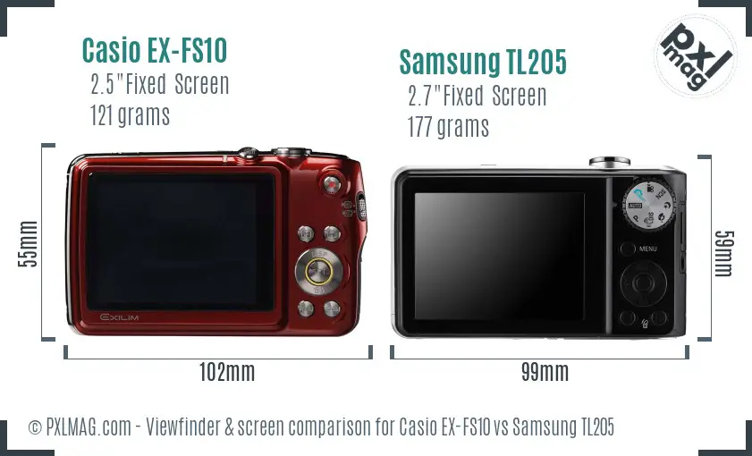 Casio EX-FS10 vs Samsung TL205 Screen and Viewfinder comparison