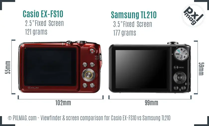 Casio EX-FS10 vs Samsung TL210 Screen and Viewfinder comparison