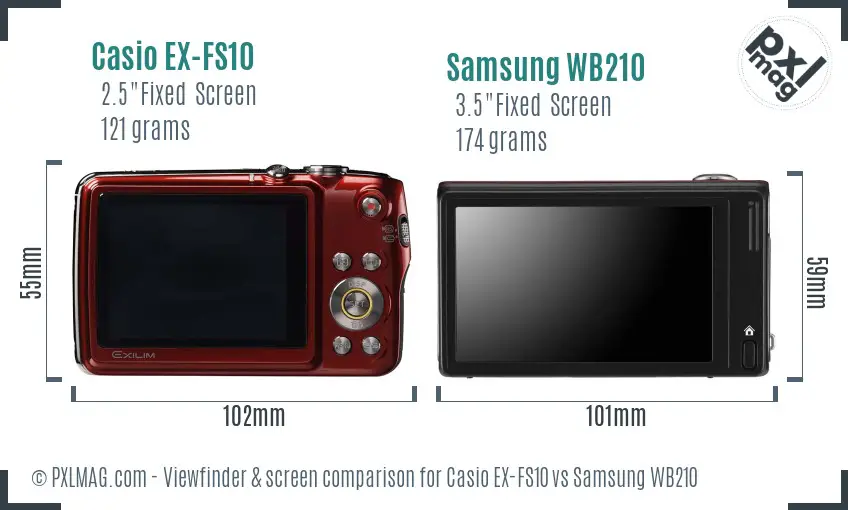 Casio EX-FS10 vs Samsung WB210 Screen and Viewfinder comparison