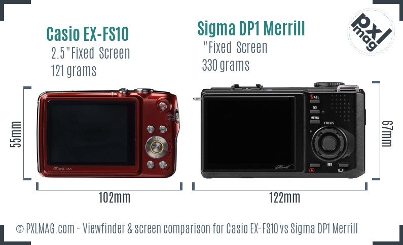 Casio EX-FS10 vs Sigma DP1 Merrill Screen and Viewfinder comparison