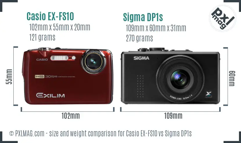 Casio EX-FS10 vs Sigma DP1s size comparison