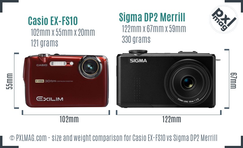 Casio EX-FS10 vs Sigma DP2 Merrill size comparison