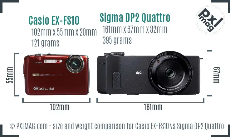 Casio EX-FS10 vs Sigma DP2 Quattro size comparison