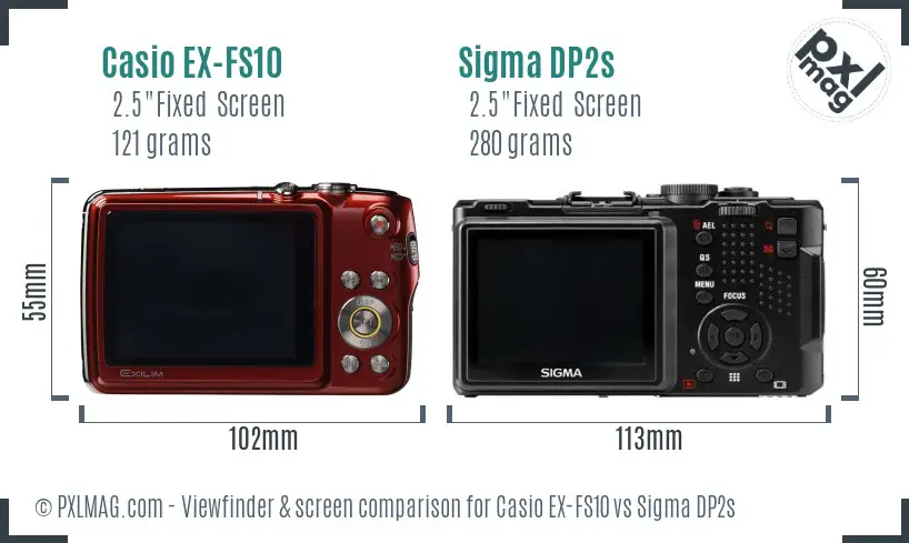 Casio EX-FS10 vs Sigma DP2s Screen and Viewfinder comparison