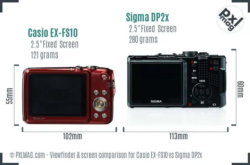 Casio EX-FS10 vs Sigma DP2x Screen and Viewfinder comparison