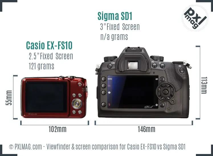 Casio EX-FS10 vs Sigma SD1 Screen and Viewfinder comparison Casio EX-FS10 vs Sigma SD1 Screen and Viewfinder comparison