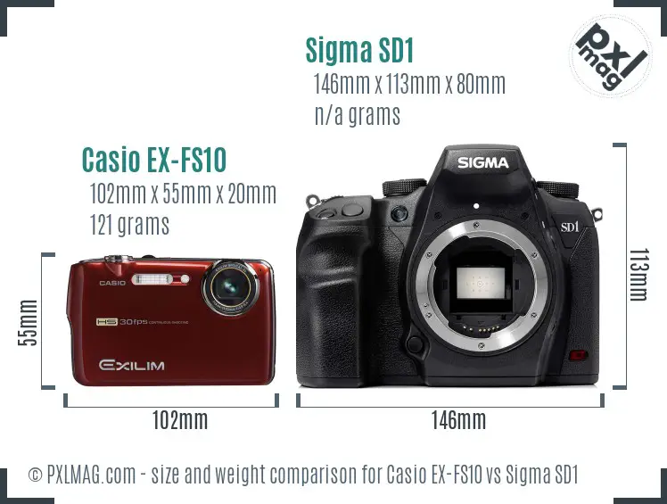 Casio EX-FS10 vs Sigma SD1 size comparison Casio EX-FS10 vs Sigma SD1 size comparison