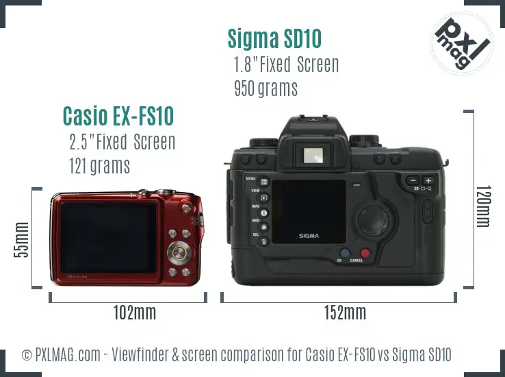Casio EX-FS10 vs Sigma SD10 Screen and Viewfinder comparison Casio EX-FS10 vs Sigma SD10 Screen and Viewfinder comparison