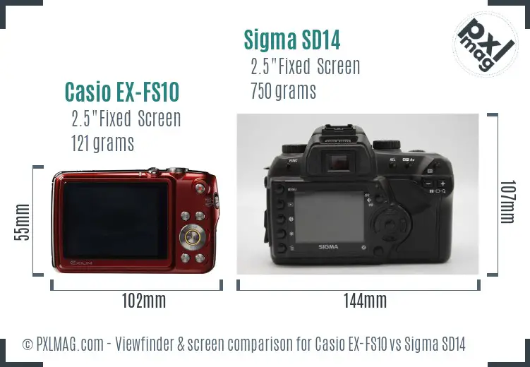 Casio EX-FS10 vs Sigma SD14 Screen and Viewfinder comparison