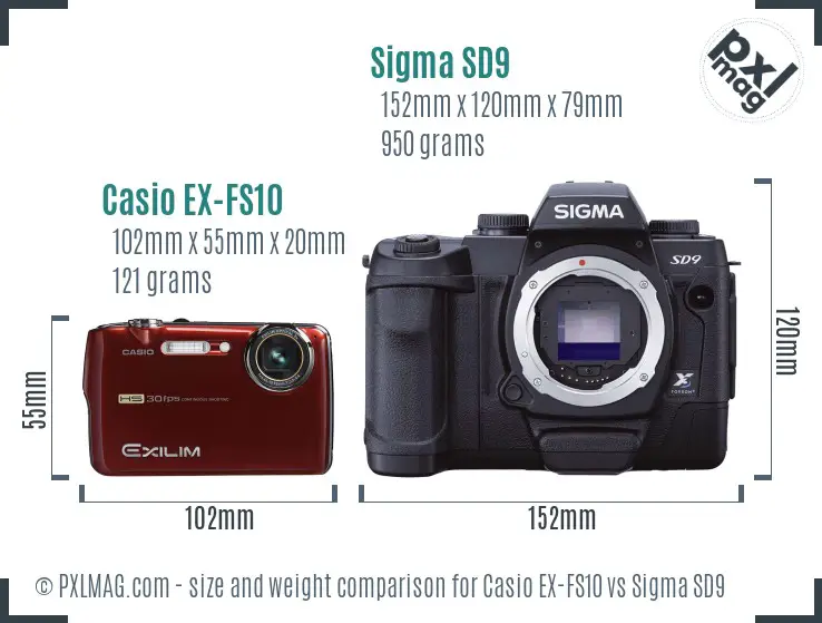 Casio EX-FS10 vs Sigma SD9 size comparison