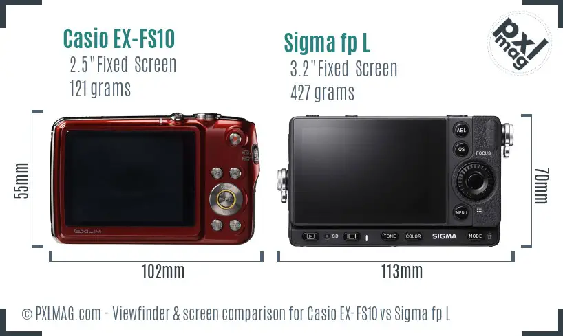 Casio EX-FS10 vs Sigma fp L Screen and Viewfinder comparison