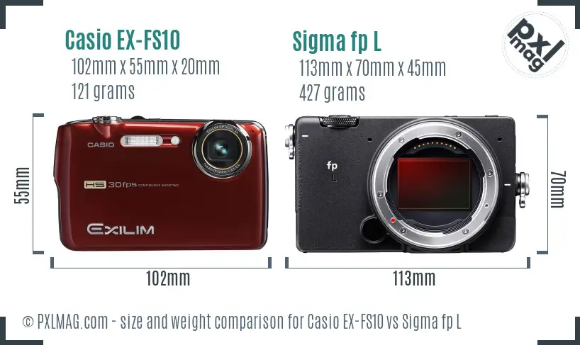 Casio EX-FS10 vs Sigma fp L size comparison