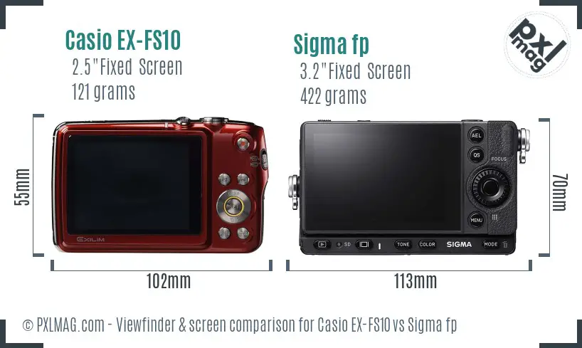 Casio EX-FS10 vs Sigma fp Screen and Viewfinder comparison