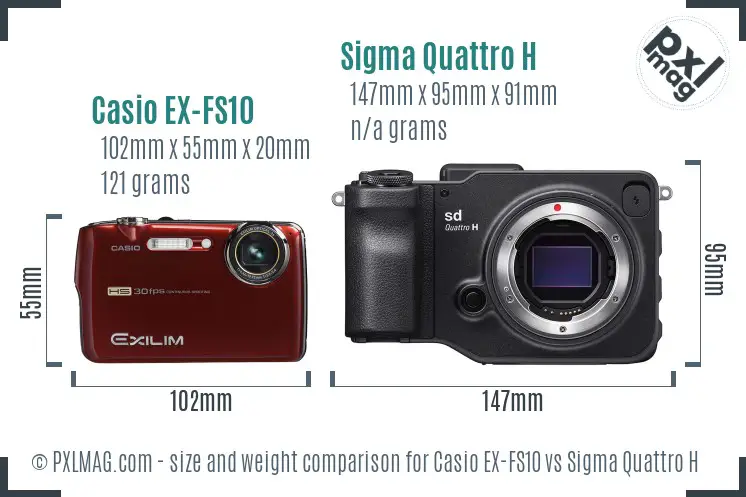 Casio EX-FS10 vs Sigma Quattro H size comparison