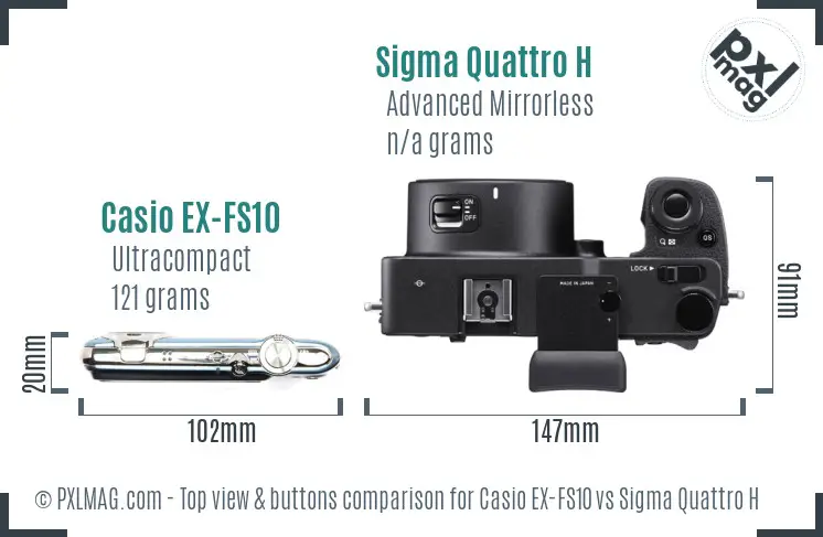 Casio EX-FS10 vs Sigma Quattro H top view buttons comparison