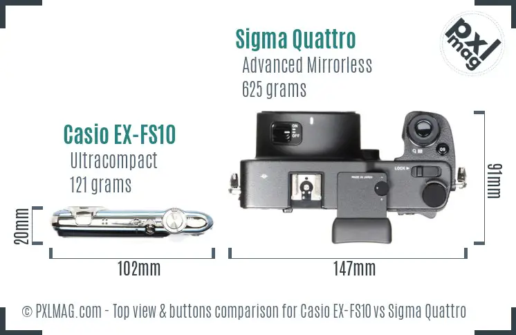 Casio EX-FS10 vs Sigma Quattro top view buttons comparison