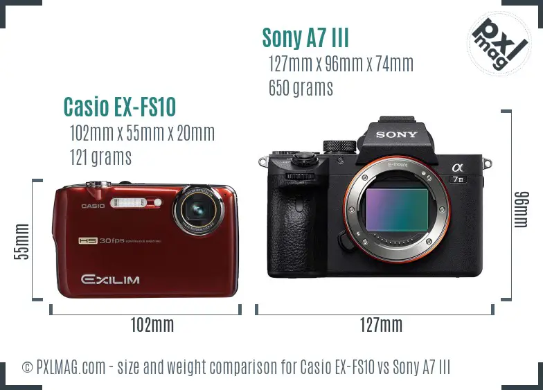 Casio EX-FS10 vs Sony A7 III size comparison Casio EX-FS10 vs Sony A7 III size comparison