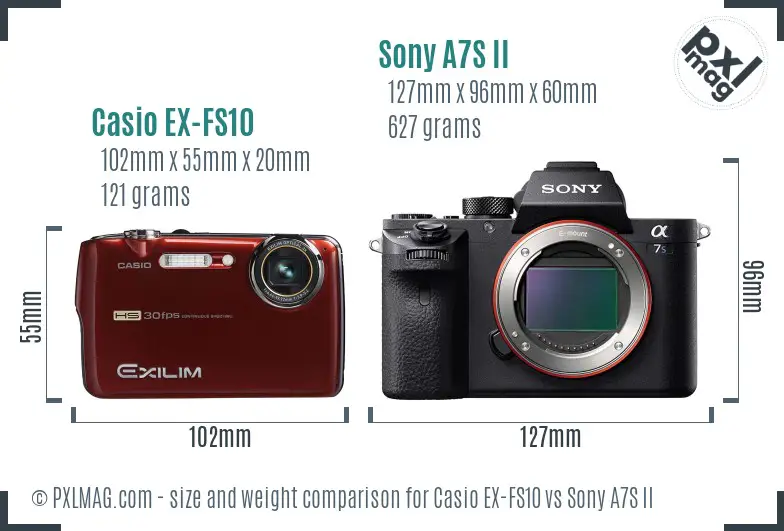 Casio EX-FS10 vs Sony A7S II size comparison