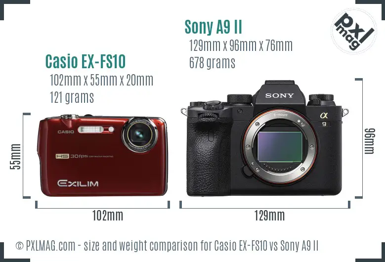 Casio EX-FS10 vs Sony A9 II size comparison Casio EX-FS10 vs Sony A9 II size comparison