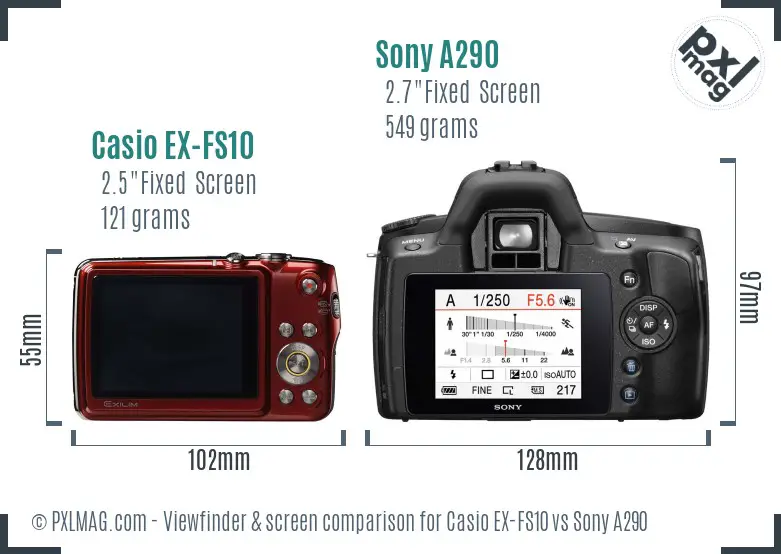 Casio EX-FS10 vs Sony A290 Screen and Viewfinder comparison Casio EX-FS10 vs Sony A290 Screen and Viewfinder comparison
