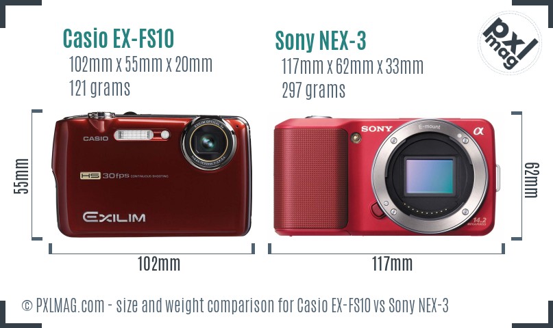 Casio EX-FS10 vs Sony NEX-3 size comparison Casio EX-FS10 vs Sony NEX-3 size comparison