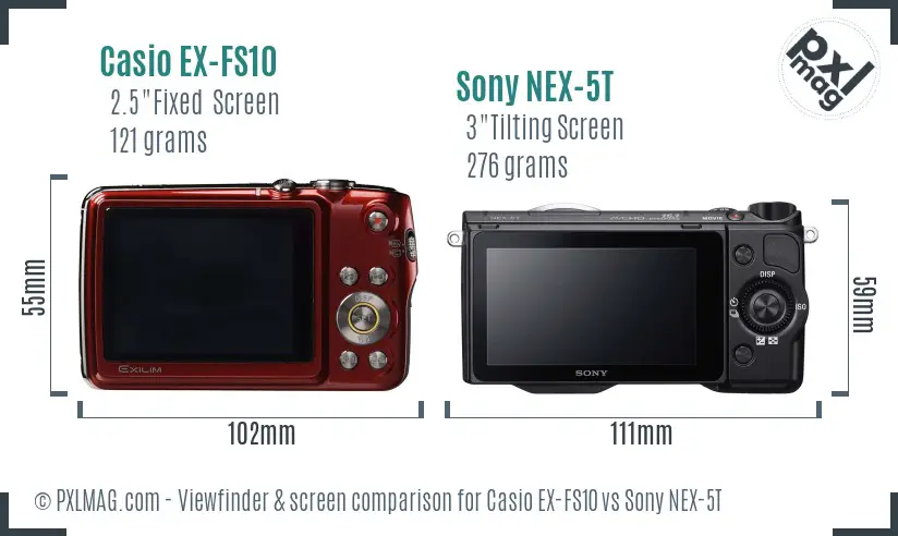 Casio EX-FS10 vs Sony NEX-5T Screen and Viewfinder comparison