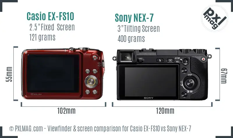 Casio EX-FS10 vs Sony NEX-7 Screen and Viewfinder comparison