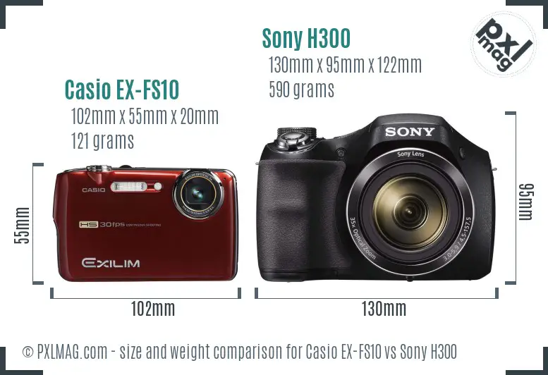 Casio EX-FS10 vs Sony H300 size comparison
